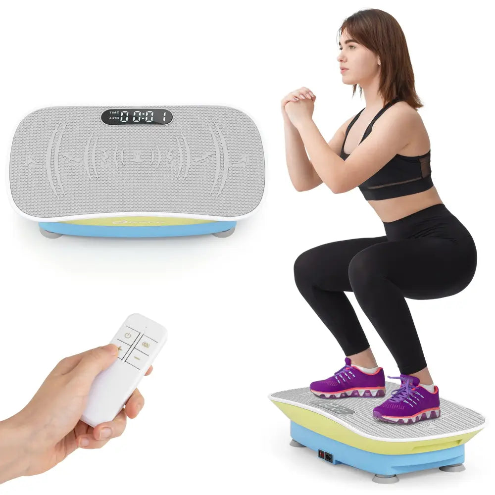 Vibration Plate Exercise Machine for Lymphatic Drainage and Weight Loss with 10 Speed Intensities-Green - Blue & Green