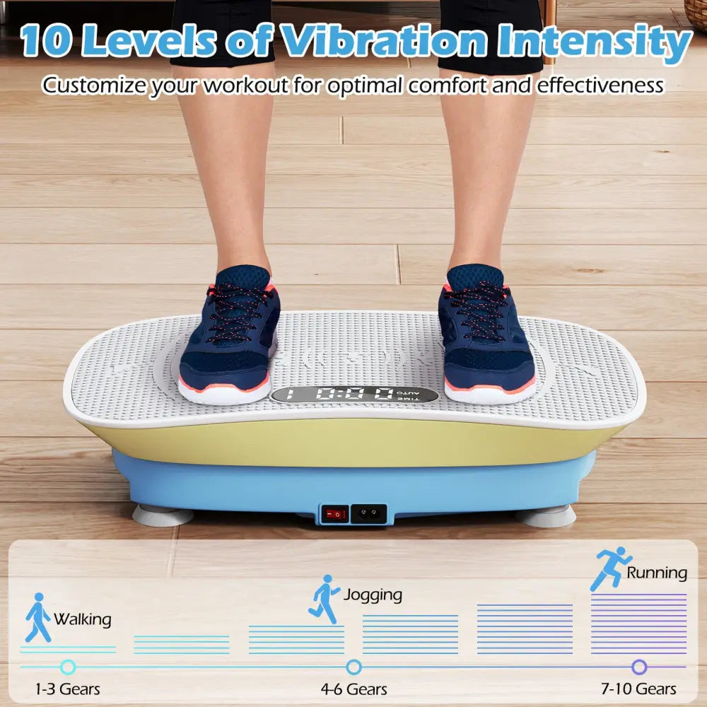 Vibration Plate Exercise Machine for Lymphatic Drainage and Weight Loss with 10 Speed Intensities-Green - Blue & Green