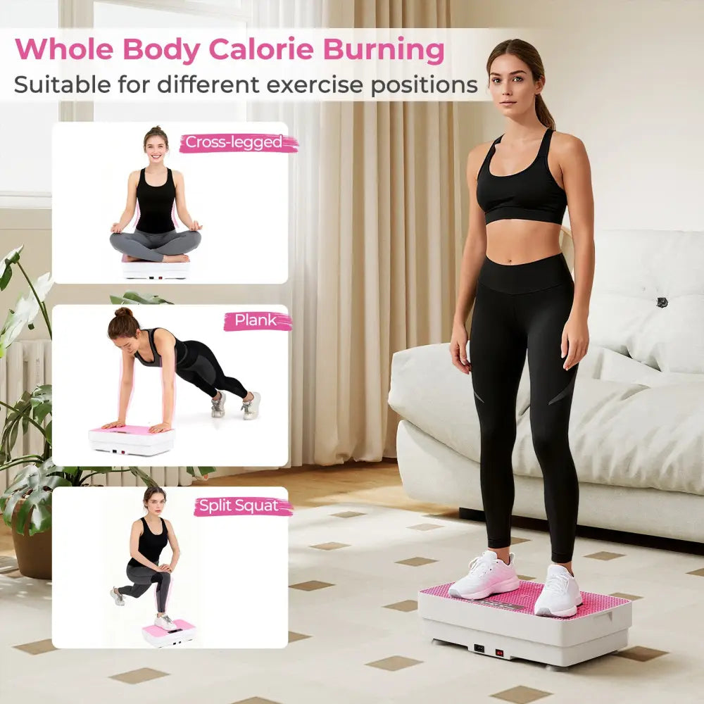 Vibration Plate Exercise Machine with Gravity Sensor and Remote Control for Home Gym-Pink - Pink - Vibration Exercise