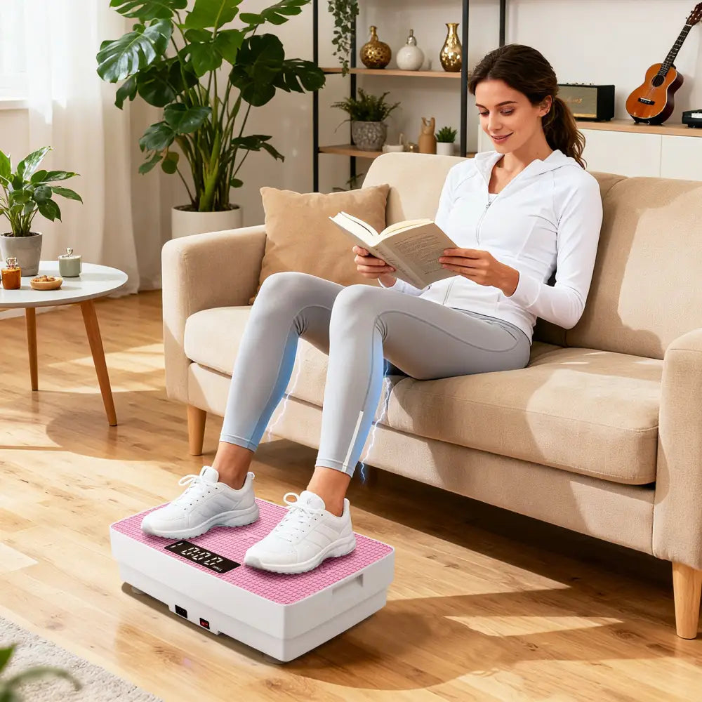 Vibration Plate Exercise Machine with Gravity Sensor and Remote Control for Home Gym-Pink - Pink - Vibration Exercise