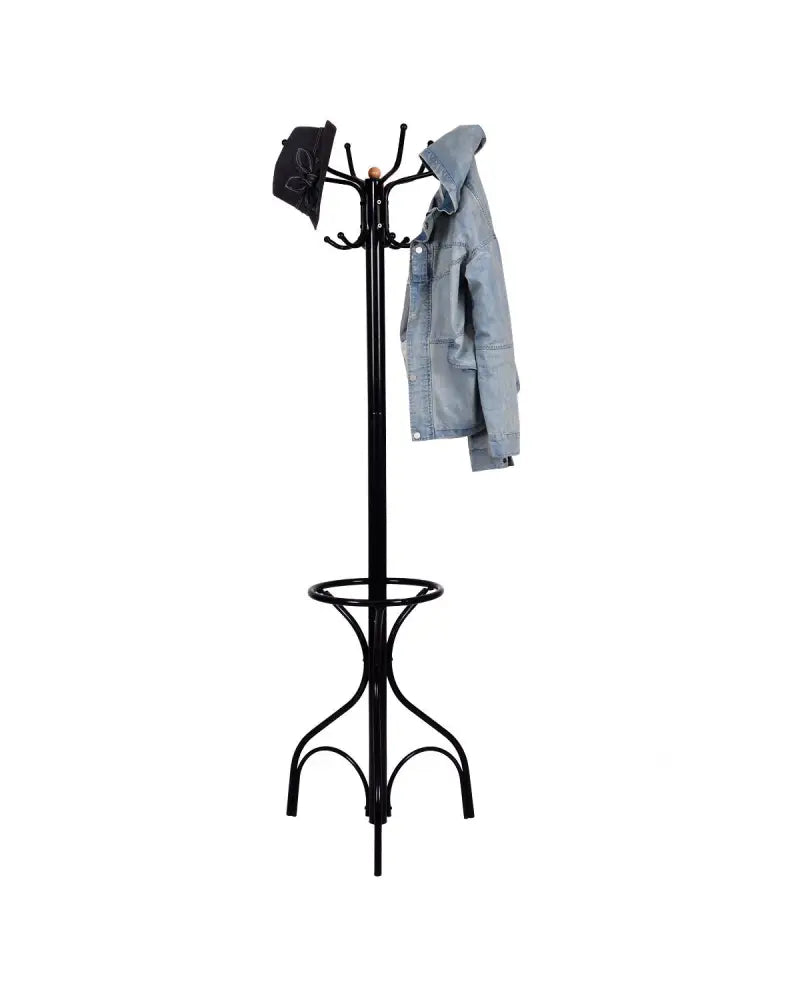 Vintage Metal Coat Hat Tree Stand Clothes Hanger - Black - Coat Racks & Hall Trees