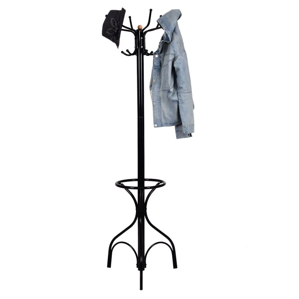 Vintage Metal Coat Hat Tree Stand Clothes Hanger - Black - Coat Racks & Hall Trees