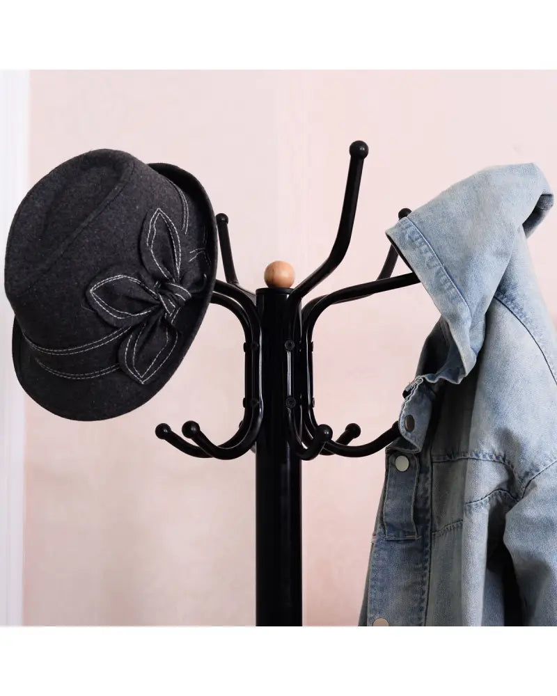 Vintage Metal Coat Hat Tree Stand Clothes Hanger - Black - Coat Racks & Hall Trees