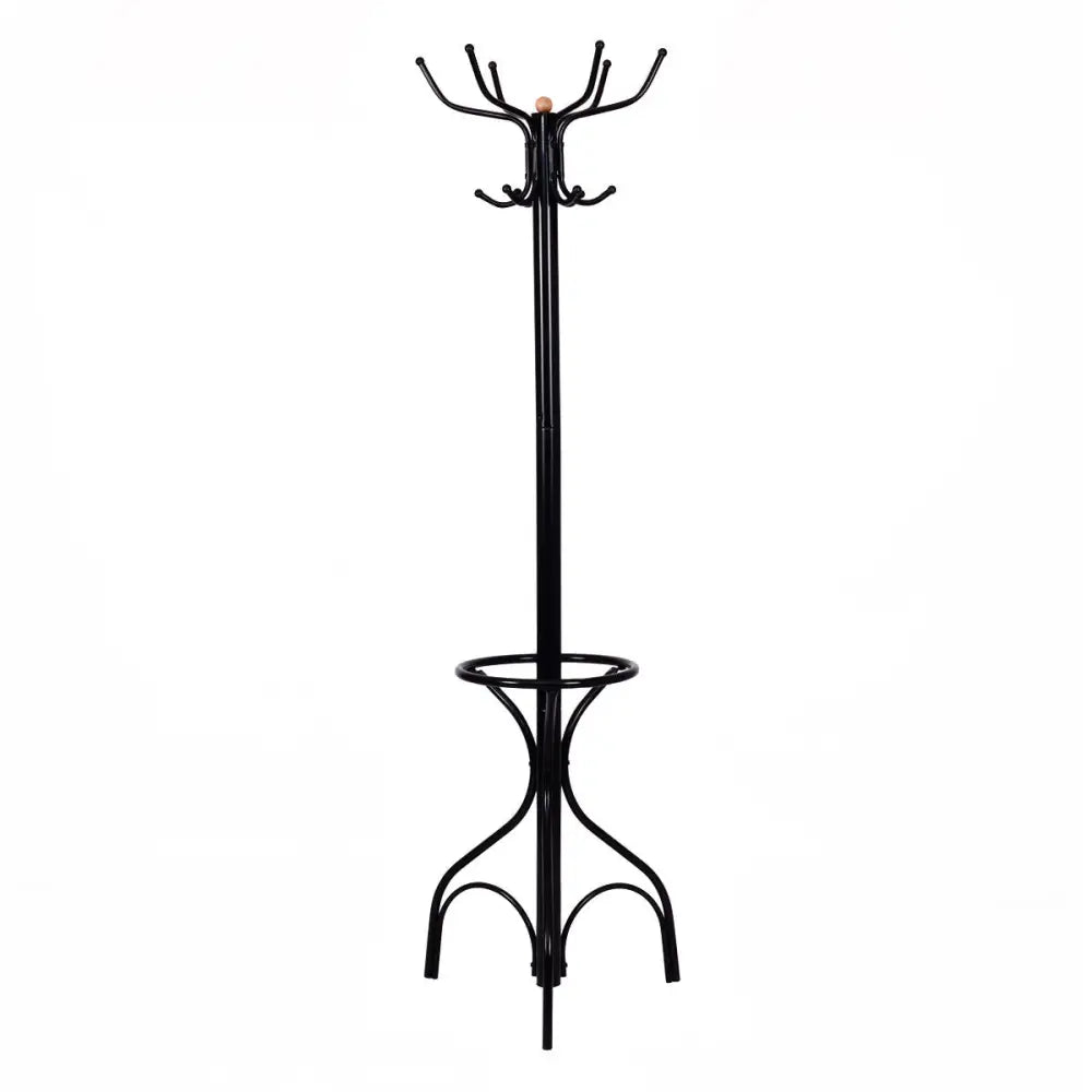 Vintage Metal Coat Hat Tree Stand Clothes Hanger - Black - Coat Racks & Hall Trees