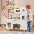 Vintage Play Kitchen Pretend Kids Cooking Playset Toys with Water Dispense - White - Play Kitchen Sets