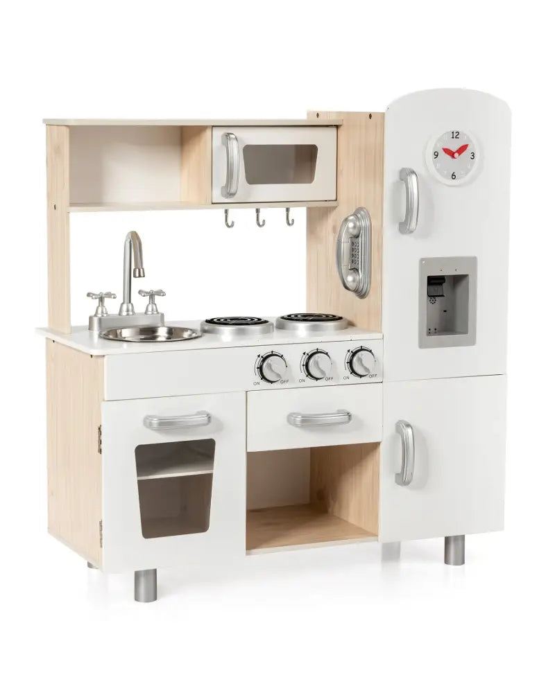 Vintage Play Kitchen Pretend Kids Cooking Playset Toys with Water Dispense - White - Play Kitchen Sets
