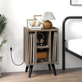 Vinyl Record Storage Turntable Stand with 4 Open Shelves-Gray - Gray - End & Side Tables