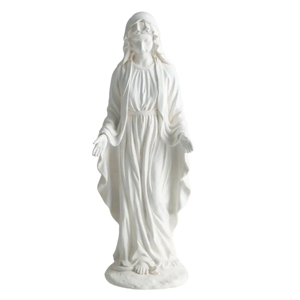 Virgin Mary Statue 29.5 inch Tall Outdoor Religious Sculpture with Aged Finish-White - White - Outdoor Decor