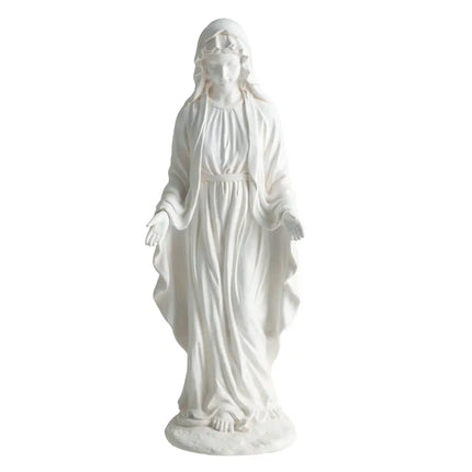 Virgin Mary Statue 29.5 inch Tall Outdoor Religious Sculpture with Aged Finish-White - White - Outdoor Decor