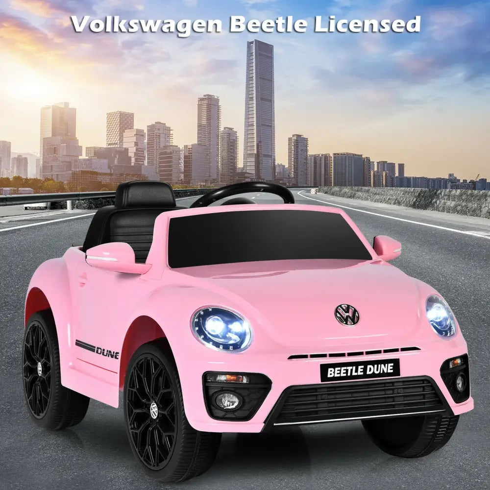 Volkswagen Beetle Kids Electric Ride On Car with Remote Control-Pink - Pink - Powered Ride On Toys