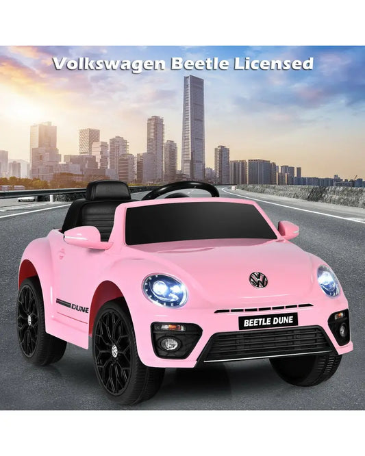 Volkswagen Beetle Kids Electric Ride On Car with Remote Control-Pink - Pink - Powered Ride On Toys