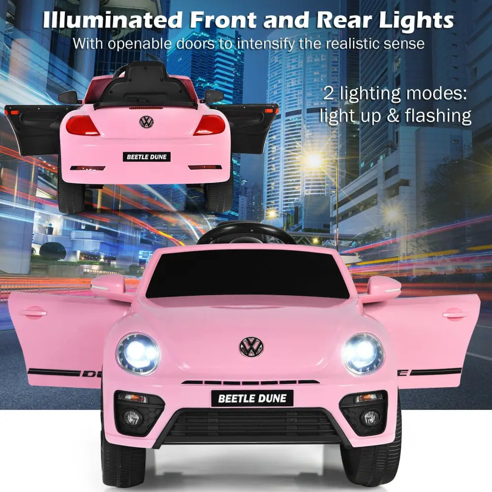 Volkswagen Beetle Kids Electric Ride On Car with Remote Control-Pink - Pink - Powered Ride On Toys