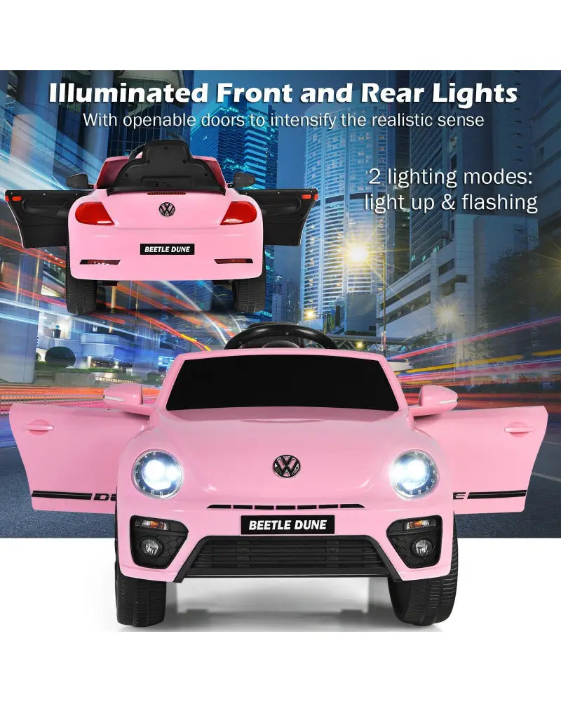 Volkswagen Beetle Kids Electric Ride On Car with Remote Control-Pink - Pink - Powered Ride On Toys