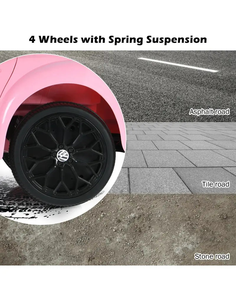 Volkswagen Beetle Kids Electric Ride On Car with Remote Control-Pink - Pink - Powered Ride On Toys