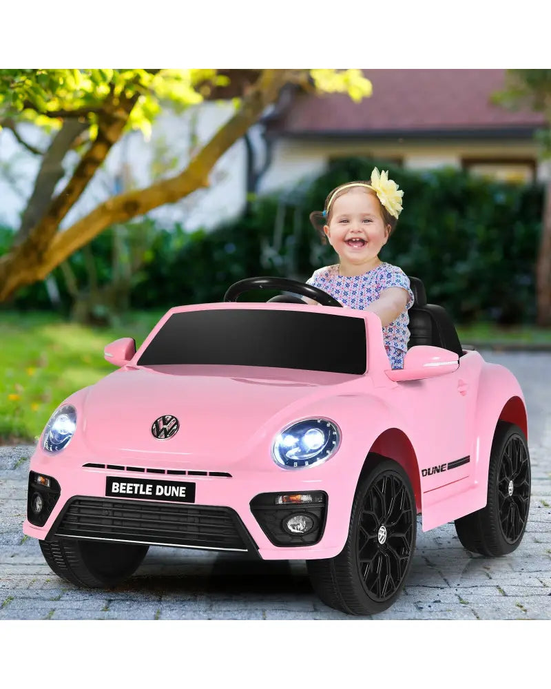 Volkswagen Beetle Kids Electric Ride On Car with Remote Control-Pink - Pink - Powered Ride On Toys