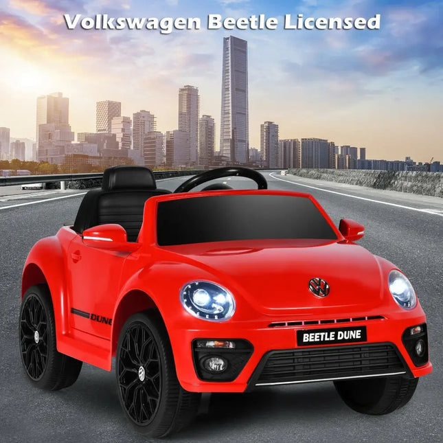 Volkswagen Beetle Kids Electric Ride On Car with Remote Control-Red - Red - Powered Ride On Toys