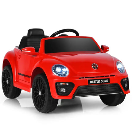 Volkswagen Beetle Kids Electric Ride On Car with Remote Control-Red - Red - Powered Ride On Toys