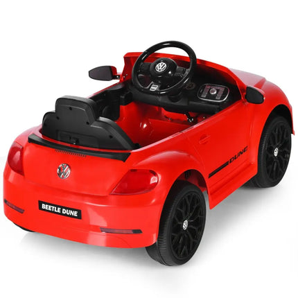 Volkswagen Beetle Kids Electric Ride On Car with Remote Control-Red - Red - Powered Ride On Toys