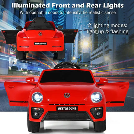 Volkswagen Beetle Kids Electric Ride On Car with Remote Control-Red - Red - Powered Ride On Toys