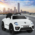 Volkswagen Beetle Kids Electric Ride On Car with Remote Control-White - White - Powered Ride On Toys