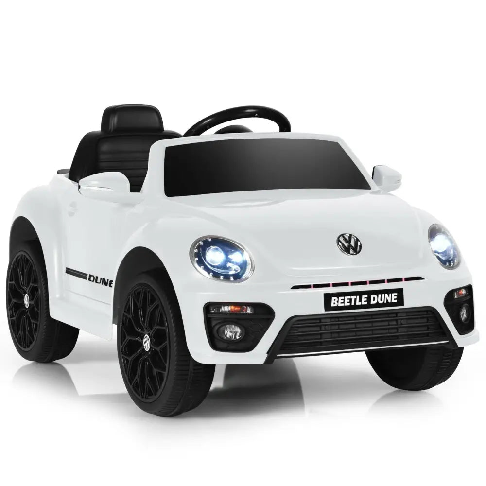 Volkswagen Beetle Kids Electric Ride On Car with Remote Control-White - White - Powered Ride On Toys