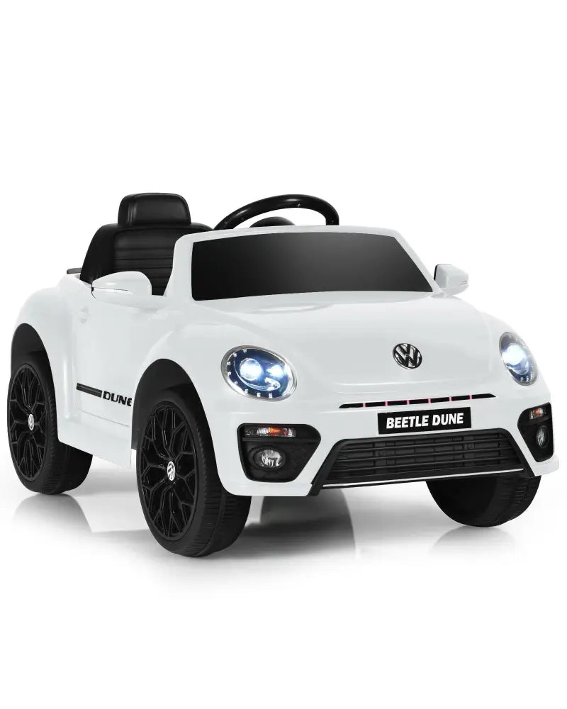 Volkswagen Beetle Kids Electric Ride On Car with Remote Control-White - White - Powered Ride On Toys