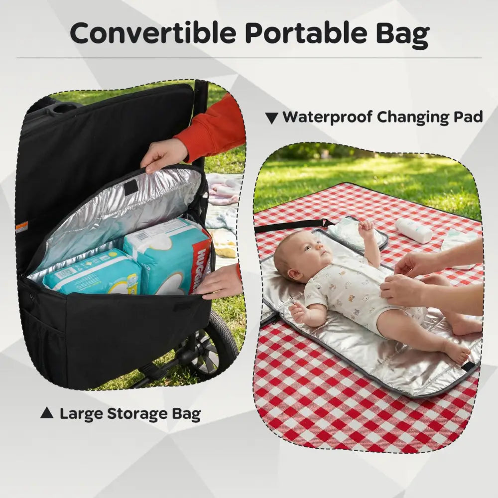 Wagon Stroller for 4 Kids Foldable 4-Seater Push-Pull Toddler Stroller-Black - Black - Baby Strollers