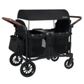 Wagon Stroller for 4 Kids Foldable 4-Seater Push-Pull Toddler Stroller-Black - Black - Baby Strollers