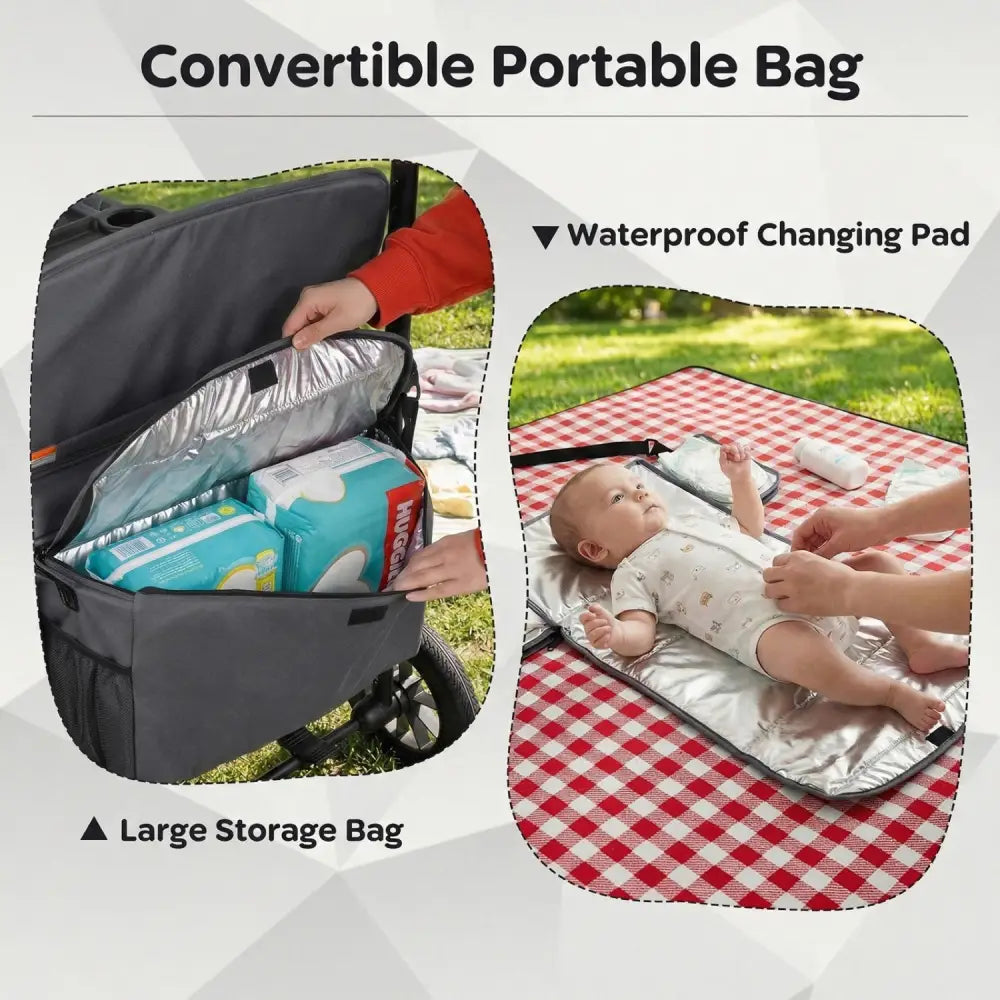 Wagon Stroller for 4 Kids Foldable 4-Seater Push-Pull Toddler Stroller-Gray - Gray - Baby Strollers