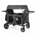 Wagon Stroller for 4 Kids Foldable 4-Seater Push-Pull Toddler Stroller-Gray - Gray - Baby Strollers