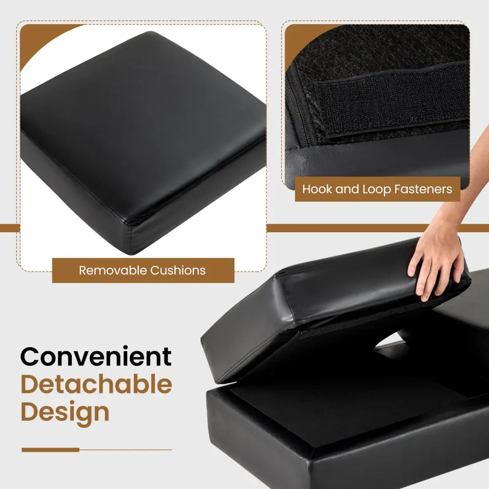 Waiting Room Bench Seating Long Bench with Metal Frame Leg-Black - Black - Shoe Racks & Storage Benches