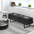 Waiting Room Bench Seating Long Bench with Metal Frame Leg-Black - Black - Shoe Racks & Storage Benches