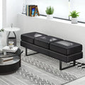 Waiting Room Bench Seating Long Bench with Metal Frame Leg-Black - Black - Shoe Racks & Storage Benches
