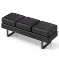 Waiting Room Bench Seating Long Bench with Metal Frame Leg-Black - Black - Shoe Racks & Storage Benches
