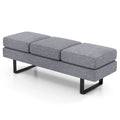 Waiting Room Bench Seating Long Bench with Metal Frame Leg-Gray - Gray - Shoe Racks & Storage Benches