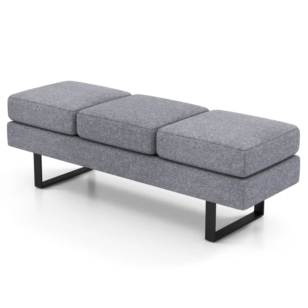 Waiting Room Bench Seating Long Bench with Metal Frame Leg-Gray - Gray - Shoe Racks & Storage Benches
