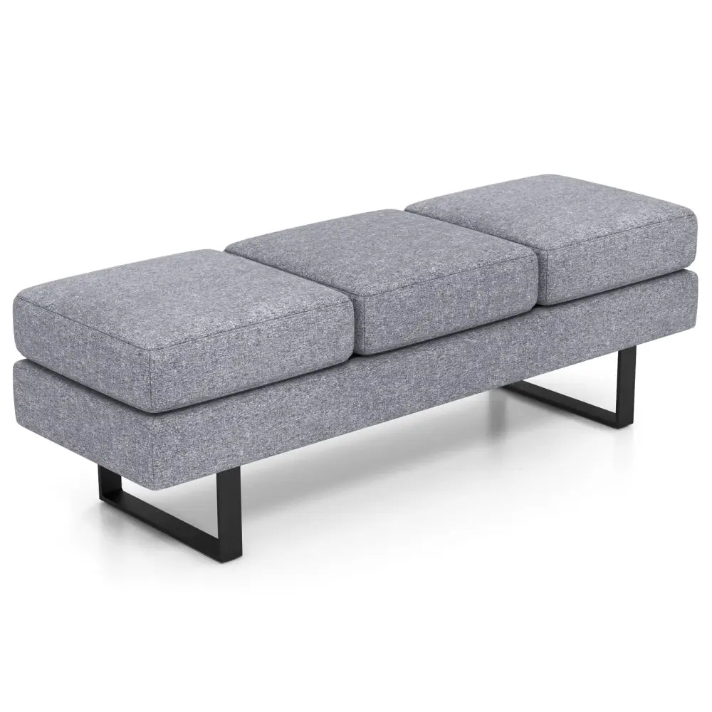 Waiting Room Bench Seating Long Bench with Metal Frame Leg-Gray - Gray - Shoe Racks & Storage Benches