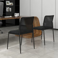 Waiting Room Chair Set of 2 with Ergonomic Mesh Backrest and Padded Seat-Black - Black - Conference Chairs
