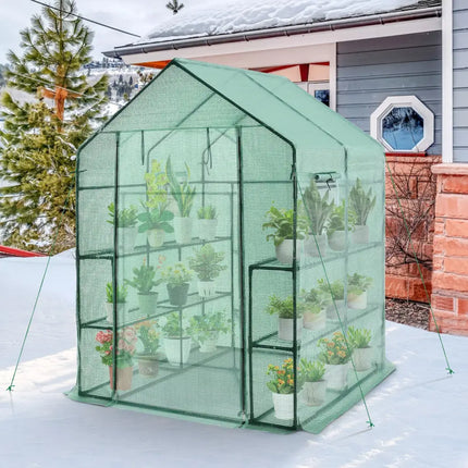 Walk-in Greenhouse 56 x 56 x 77 Inch Gardening with Observation Windows - Green - Greenhouses
