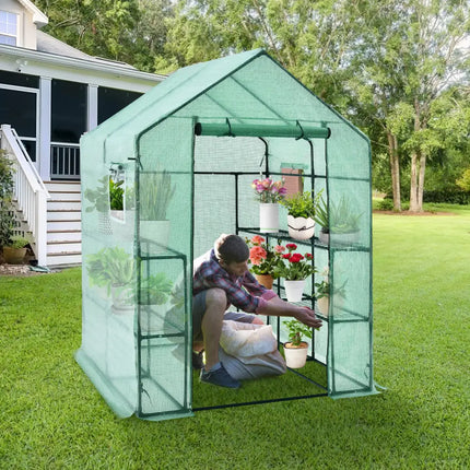 Walk-in Greenhouse 56 x 56 x 77 Inch Gardening with Observation Windows - Green - Greenhouses
