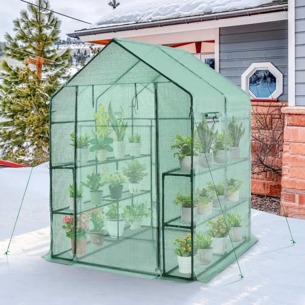 Walk-in Greenhouse 56 x 56 x 77 Inch Gardening with Observation Windows - Green - Greenhouses