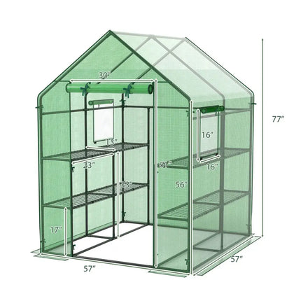 Walk-in Greenhouse 56 x 56 x 77 Inch Gardening with Observation Windows - Green - Greenhouses