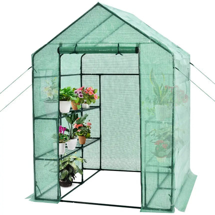 Walk-in Greenhouse 56 x 56 x 77 Inch Gardening with Observation Windows - Green - Greenhouses