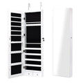 Wall and Door Mounted Mirrored Jewelry Cabinet With Lights-White - White - Jewelry Armoires