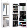 Wall Door Mounted Mirrored Jewelry Cabinet Storage Organizer-White - White - Jewelry Armoires