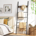 Wall-Leaning Decorative Blanket Holder with 5 Removable Hooks - Rustic Brown - Clothing & Closet Storage
