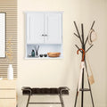 Wall Mount Bathroom Cabinet Storage Organizer with Doors and Shelves-White - White - Wall Cabinets