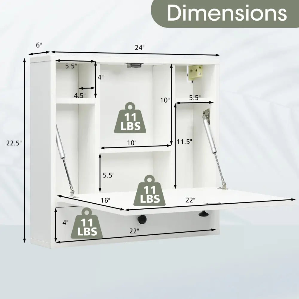Wall-Mount Floating Desk Foldable Space Saving Laptop Workstation White - White - Laptop Tables & Printer Stands