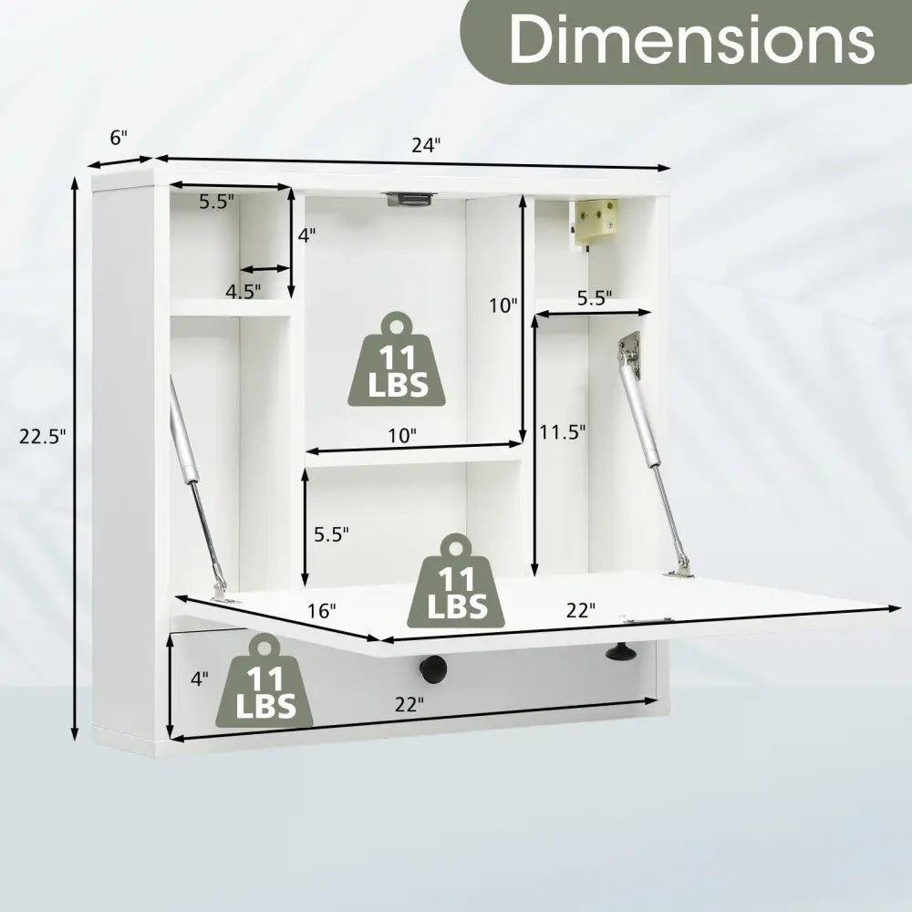 Wall-Mount Floating Desk Foldable Space Saving Laptop Workstation White - White - Laptop Tables & Printer Stands