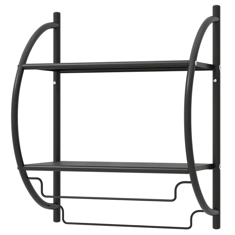 Wall Mounted 2-Tier Bathroom Towel Rack with 2 Towel Bars-Black - Black - Towel Racks
